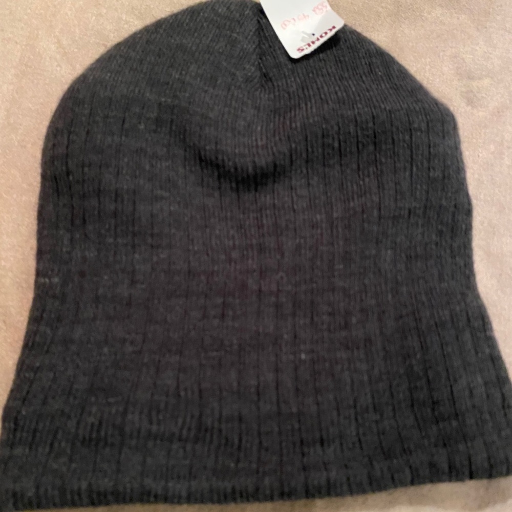 Gray ribbed knit hat